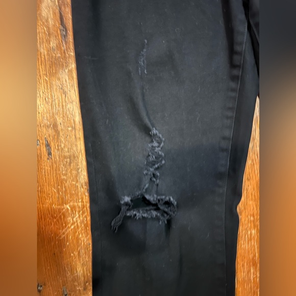 Flying Monkey, Black, Denim, Stretchy, Distressed Jeans, Frayed Cropped Size 30 - Picture 3 of 9